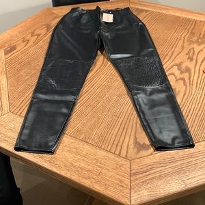 Faux leather biker detail trouser